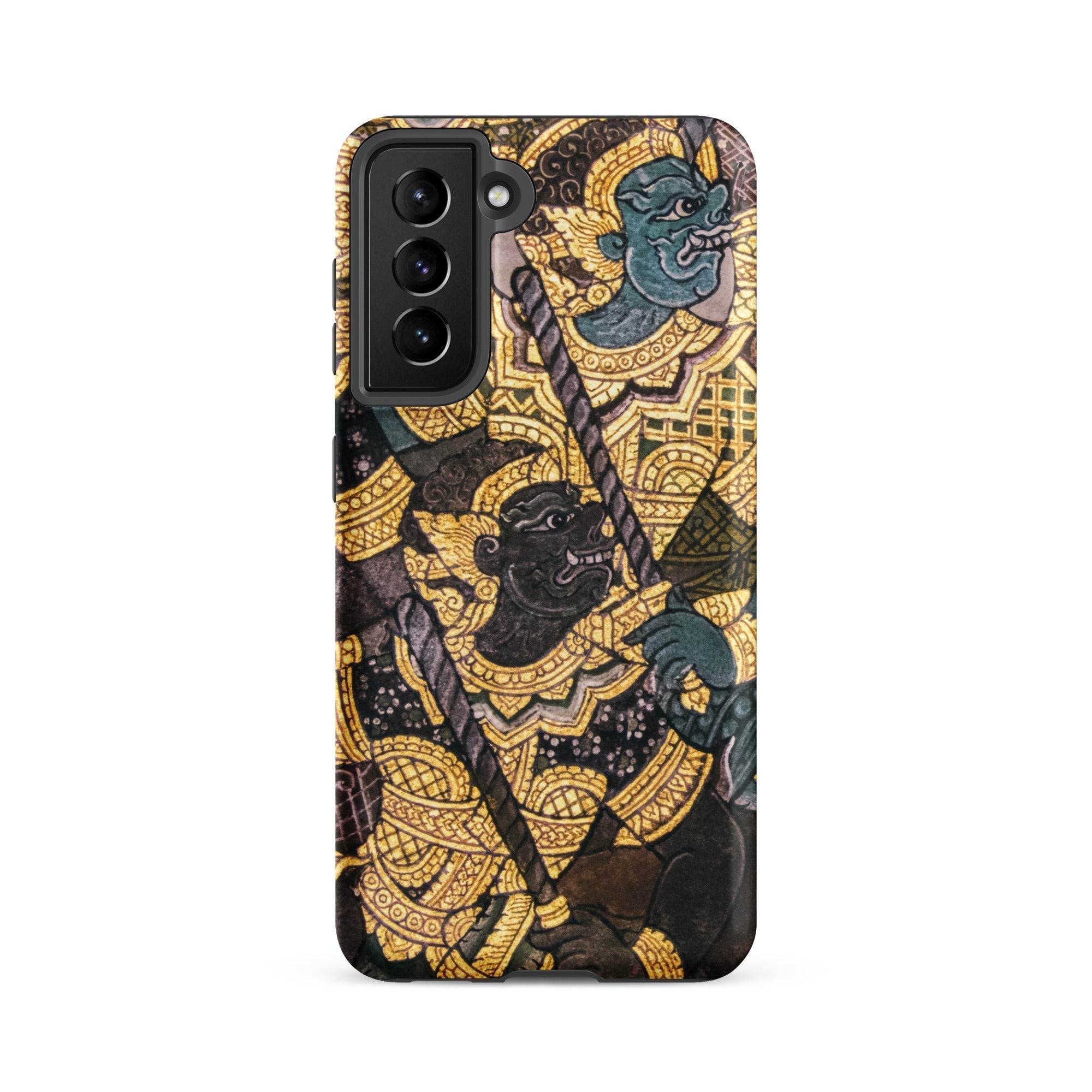 Action Men Thai Temple Art Samsung Case, Galaxy S21 Fe / Glossy, Phone Case Traditional Thai Mural Design