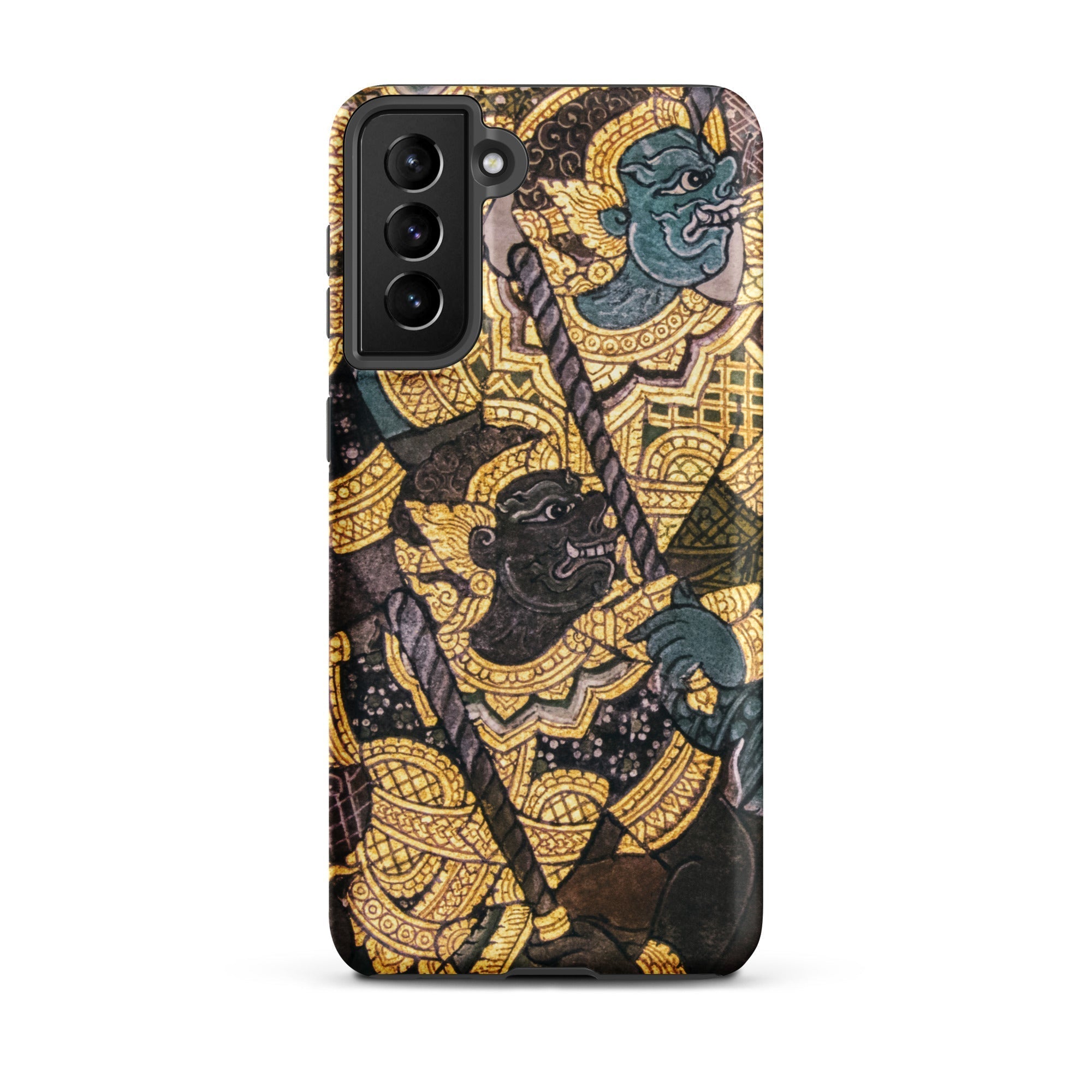Action Men Thai Temple Art Samsung Case, Galaxy S21 Plus / Glossy, Smartphone Case Traditional Thai Art Design Mythical Figures