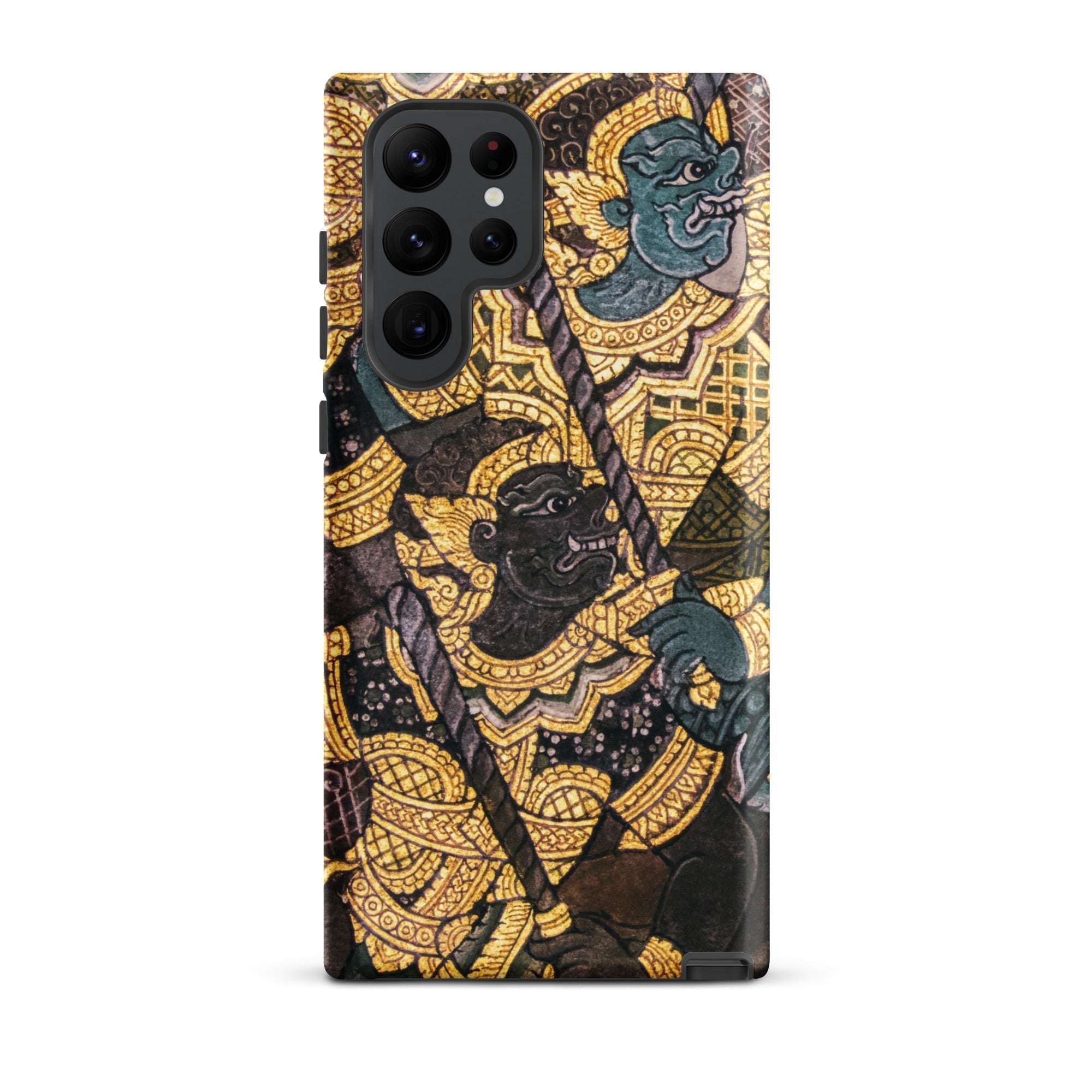 Action Men Thai Temple Art Samsung Case, Galaxy S22 Ultra / Glossy, Smartphone Case Intricate Traditional Thai Artwork Gold Accents