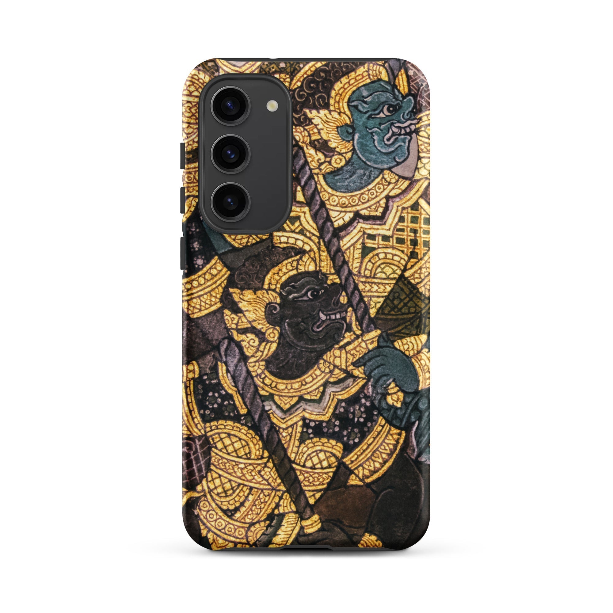 Action Men Thai Temple Art Samsung Case, Galaxy S23 Plus / Glossy, Smartphone Case Traditional Thai Art Design Two Mythical