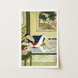 Actor and Scholar - F. M. Bertholet Collection Art Print / Canvas Framed Two Figures Traditional Attire Bed Rendered, Scholar’s Gaze