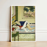 Actor and Scholar - F. M. Bertholet Collection Art Print / Canvas Framed Vintage-style Illustration Two Figures Traditional Attire Bed,