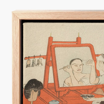 Framed Artwork Traditional Japanese Illustration Person Grooming Ornate Dressing Room, Actor Applies Makeup, Yoshimune Arai, Opens, Art,