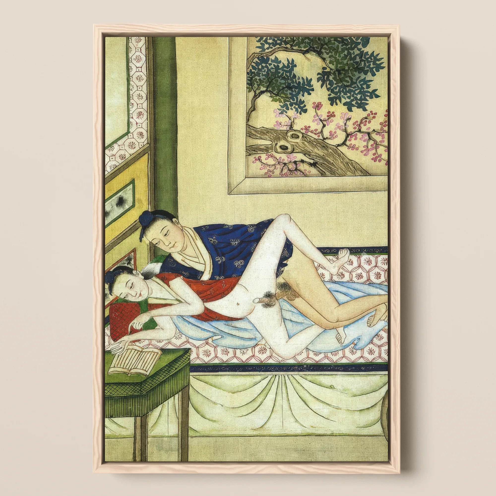 Actor and Scholar - F. M. Bertholet Collection Framed Canvas, 12x18’’ / 31x46cm / Natural Floating Frame, Framed Painting Intimate Scene