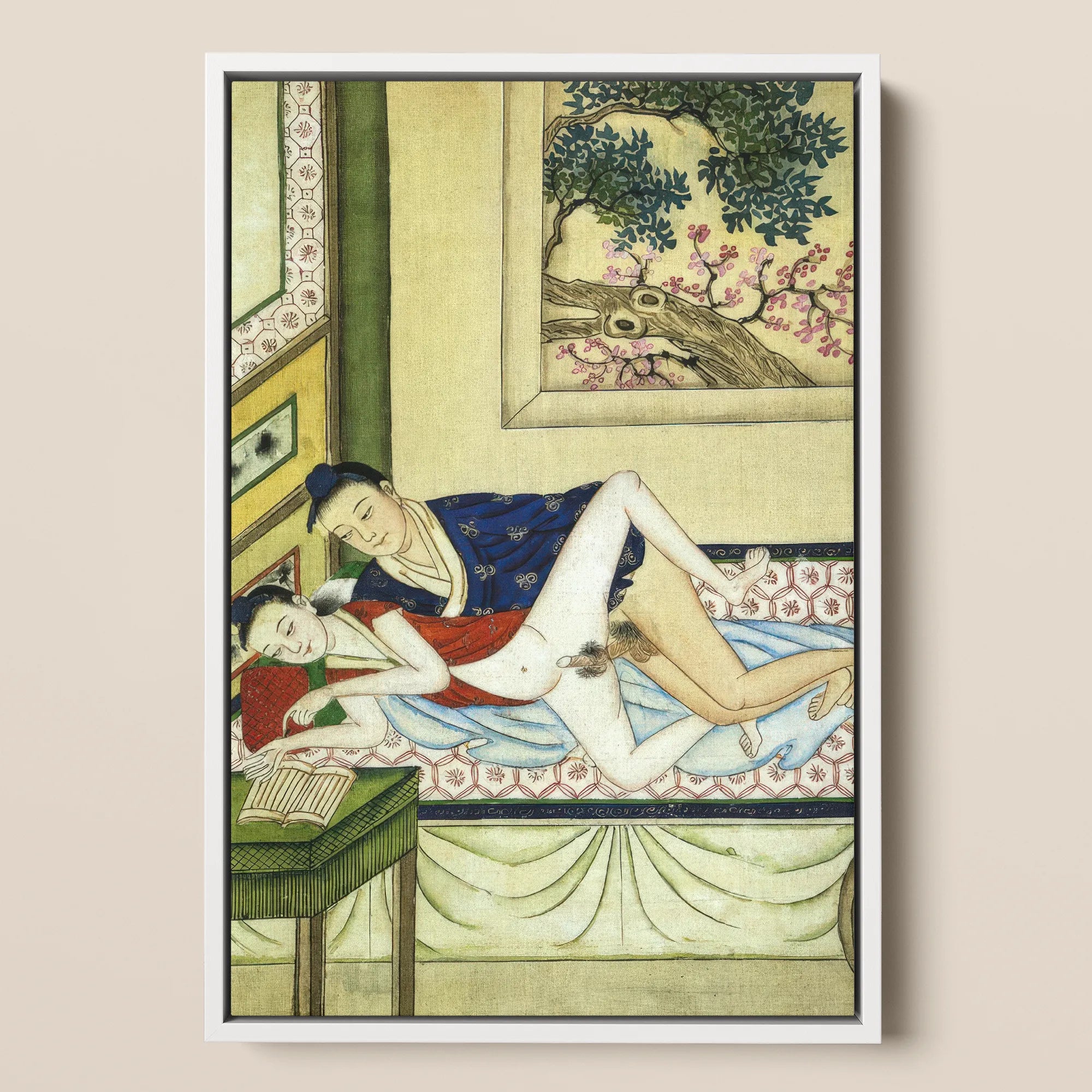 Actor and Scholar - F. M. Bertholet Collection Framed Canvas, 12x18’’ / 31x46cm / White Floating Frame, Framed Painting Intimate Scene Two