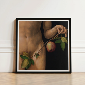 Adam - Albrecht Durer Art Print / Canvas Black-framed Classical Nude Figure Apple Branch Dürer’s Grips, Northern Renaissance Master,