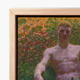 Adam in Paradise - Kristian Zahrtmann Fine Art Print / Canvas Framed Nude Male Figure Surrounded Lush Detonates Genesis, Marble Satyr
