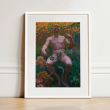 Adam in Paradise - Kristian Zahrtmann Fine Art Print / Canvas, 12x16’’ / 31x41cm / White Frame / Matboard, Posters Prints & Visual Artwork,