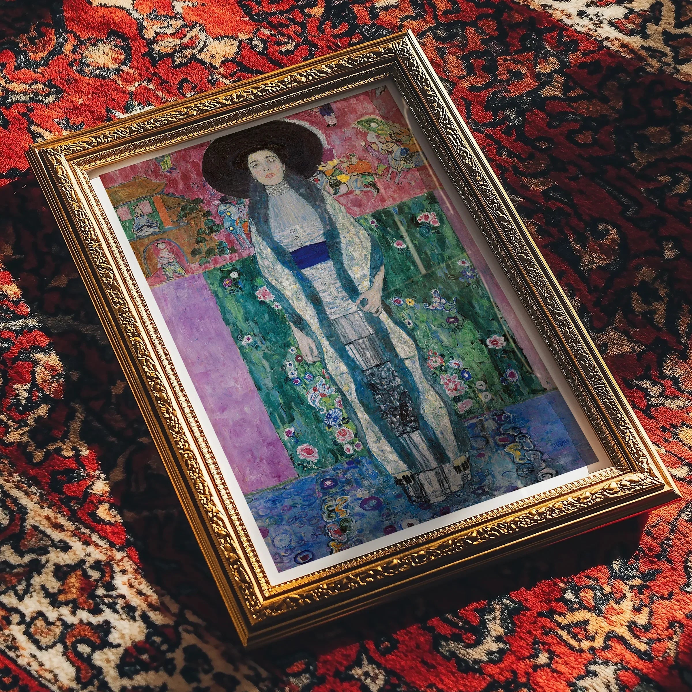 Adele Bloch-bauer - Gustav Klimt Portrait Art Print, 12’’x18’’ / Unframed, Framed Portrait Painting Figure White Dress Blue Sash