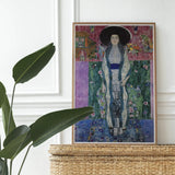 Adele Bloch-bauer - Gustav Klimt Portrait Art Print / Canvas Framed Painting Woman Large Hat Floral Dress Colorful Gustav Klimt’s Portrait,