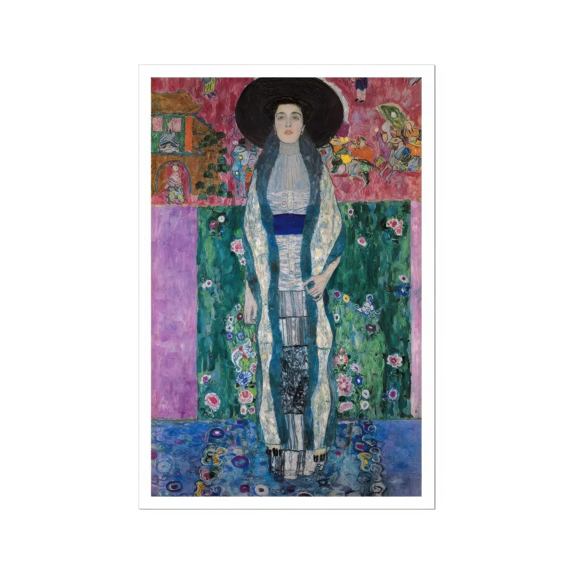 Adele Bloch-bauer - Gustav Klimt Portrait Art Print, Portrait Painting Art Nouveau Style Figure Black Hat