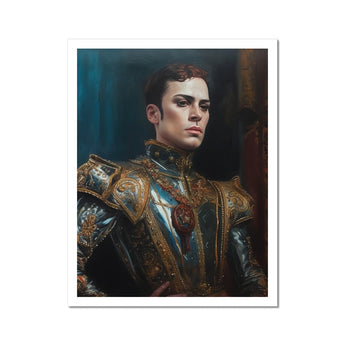 The Admiral - Baroque Gay Naval Portrait Art Print, 11x14’’ / 28x36cm / Unframed, Portrait Person Ornate Gilded Armor Intricate Designs High