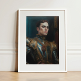 The Admiral - Baroque Gay Naval Portrait Art Print / Canvas Framed Portrait Man Ornate Metallic Armor Gold Accents Ostentatious Military
