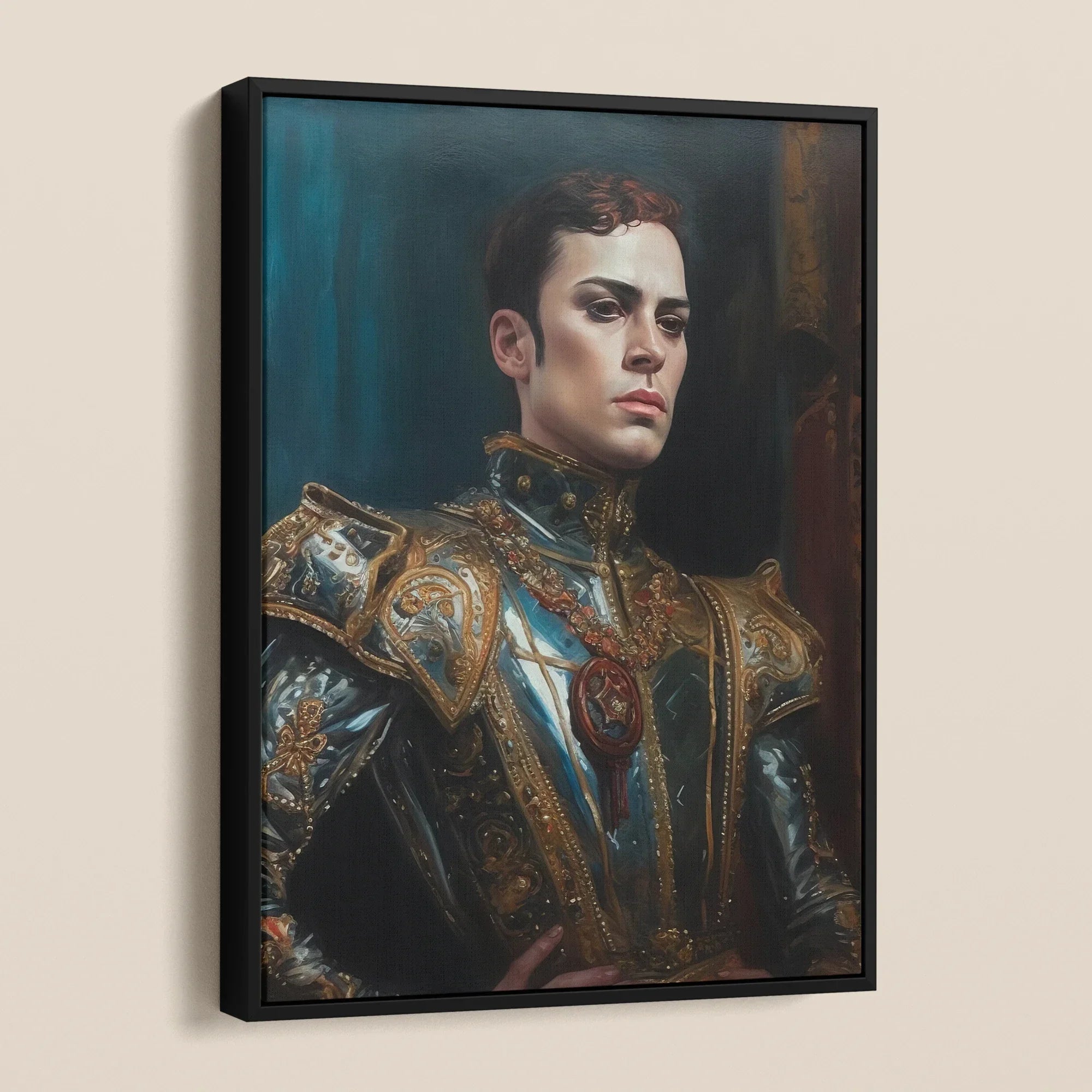 The Admiral - Baroque Gay Naval Portrait Framed Canvas