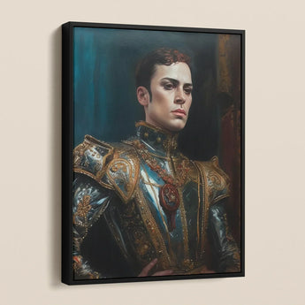 The Admiral - Baroque Gay Naval Portrait Framed Canvas, Framed Portrait Person Ornate Historical Armor