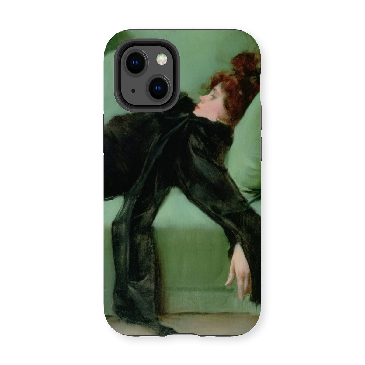 After the Ball - Ramon Casas y Carbo Iphone Case, 13 Mini / Matte, Phone Case Painting Woman Black Green Surface