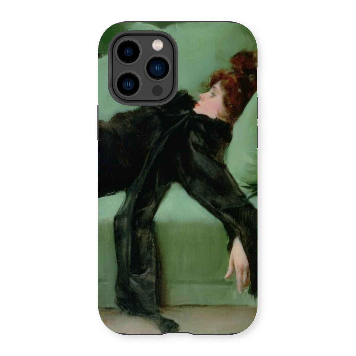 After the Ball - Ramon Casas y Carbo Iphone Case, 14 Pro / Matte, Phone Case Painting Woman Black Green Couch