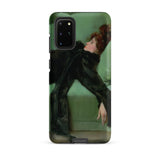 After the Ball - Ramon Casas y Carbo Samsung Case, Galaxy S20 Plus / Matte, Smartphone Case Painting Woman Black Dress Green Background