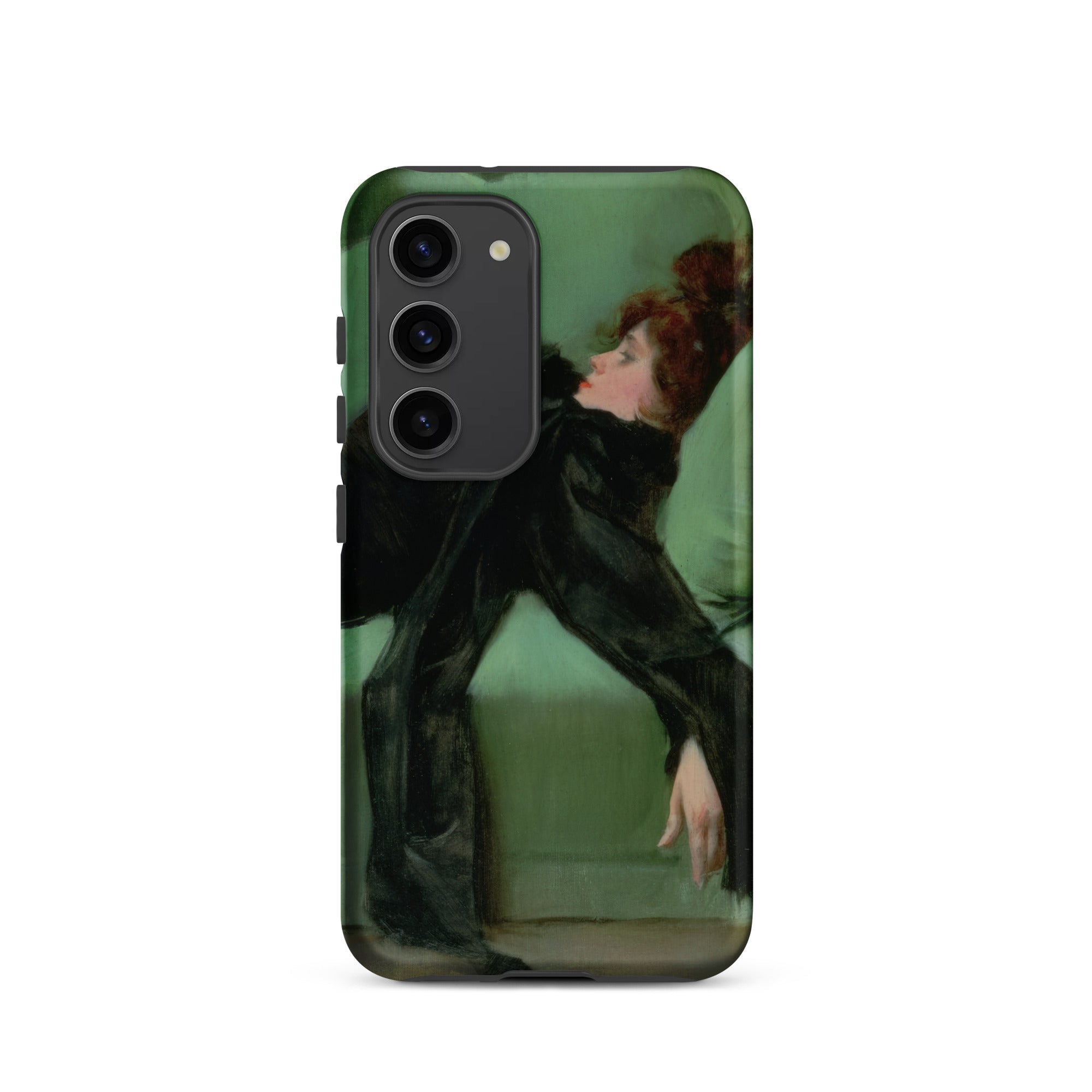 After the Ball Ramon Casas y Carbo Samsung Case, Galaxy S23 / Matte, Dark Green Smartphone Case Classical Painting Woman Black