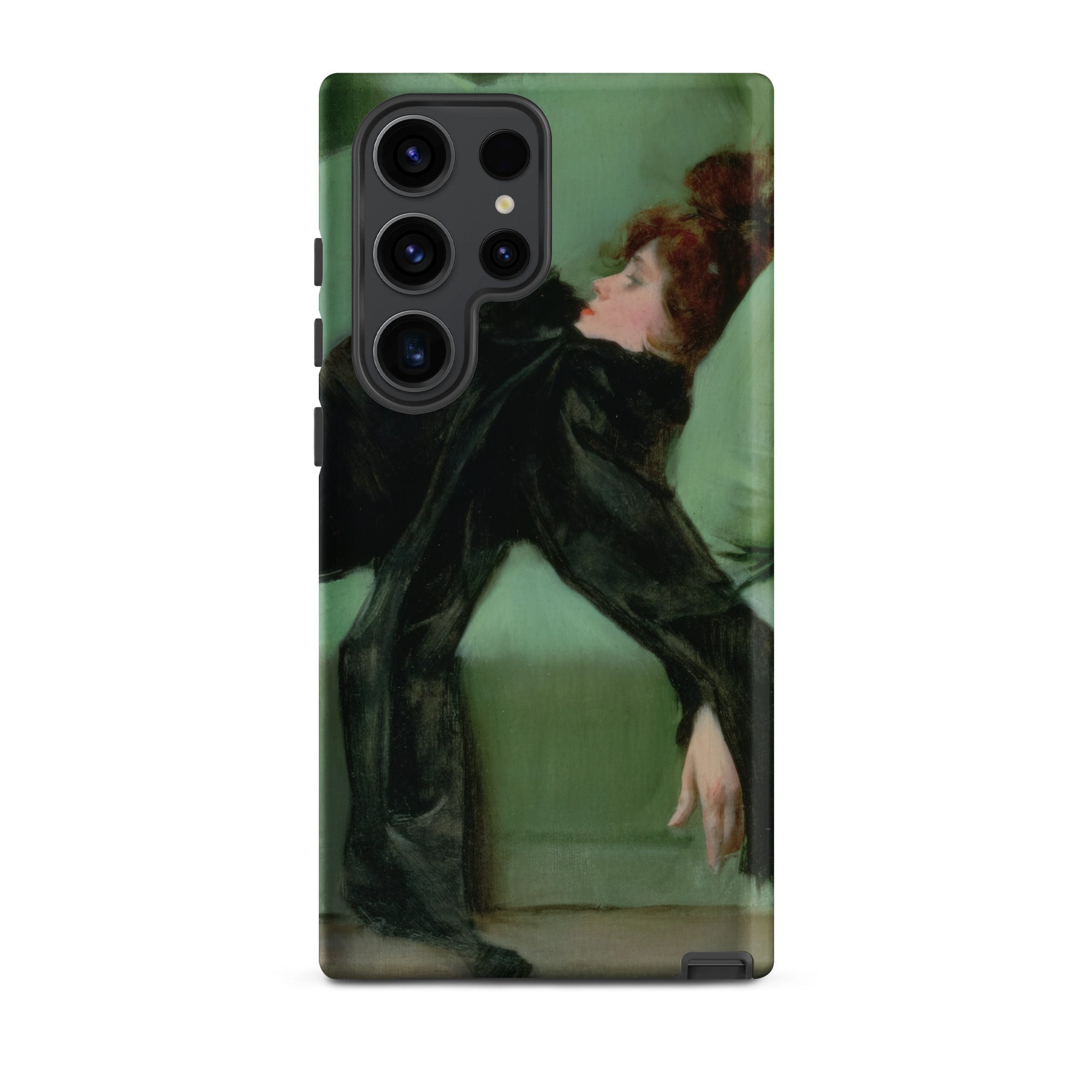 After the Ball Ramon Casas y Carbo Samsung Case, Galaxy S23 Ultra / Matte, Smartphone Case Classic Painting Woman Black Clothing Green