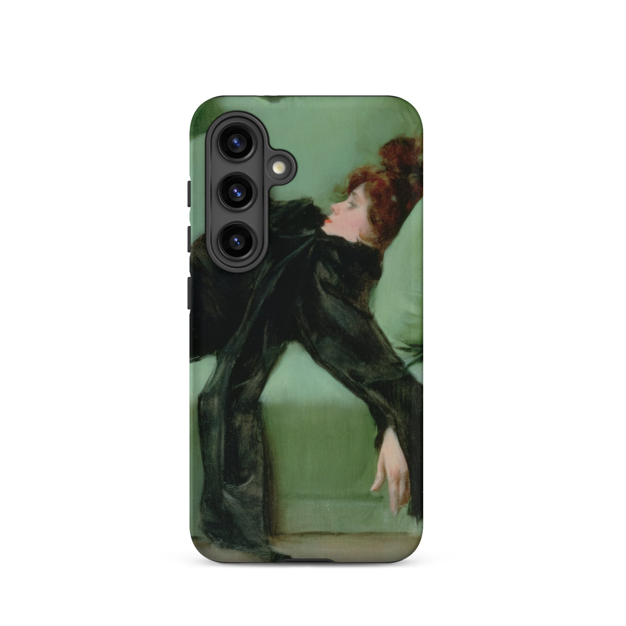 After the Ball Ramon Casas y Carbo Samsung Case, Galaxy S24 / Matte, Smartphone Case Classic Painting Woman Black Green Background