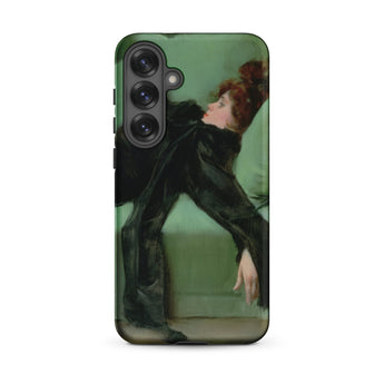 After the Ball - Ramon Casas y Carbo Samsung Case, Galaxy S25 Plus / Matte, Smartphone Case Classical Painting Woman Black Dress Green