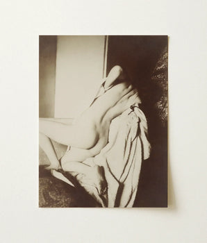 Black-and-white Photographic Print Nude Figure Draped Fabric Mounted Edgar Degas Art, Body Curling, Lamplight Rakes, Shoulder Blades
