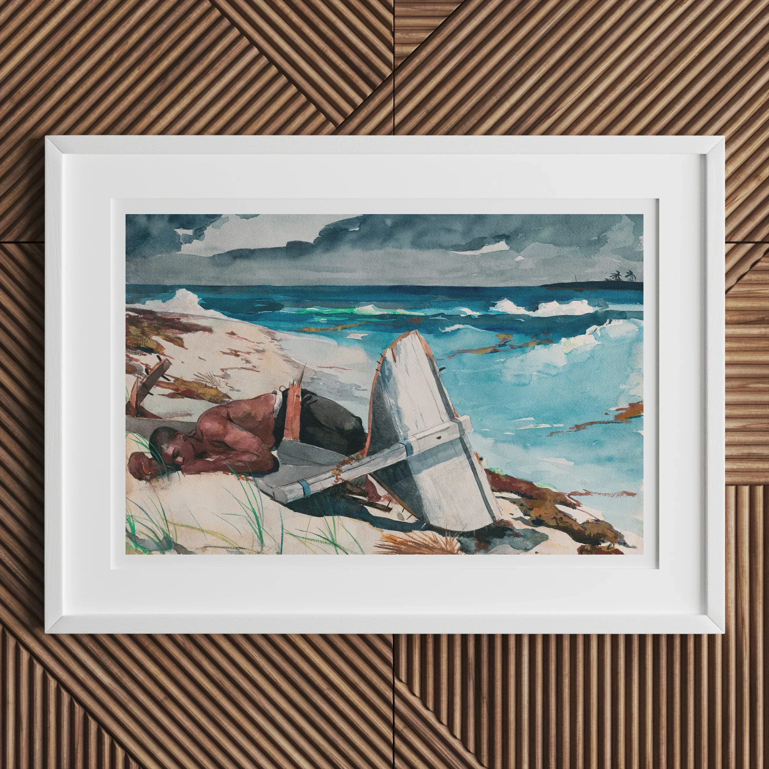 After the Hurricane Winslow Homer Art Print, 18x12’’ / 46x31cm / Unframed, Framed Watercolor Painting Coastal Seascape Rocks Sailboat Shore
