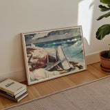 After the Hurricane - Winslow Homer Art Print, 30x20’’ / 76x51cm / Unframed, Framed Watercolor Painting Sailboat Rocky Coastline