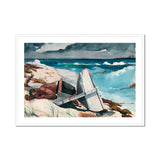After the Hurricane - Winslow Homer Art Print, Beached Sailboat Coastal Rocks