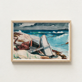 Watercolor Painting Light Wood Frame Depicts Man Sandy Winslow Homer Art, Print, Homer’s