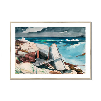 After the Hurricane - Winslow Homer Art Print, Watercolor Painting Beached Sailboat Rocky Shores
