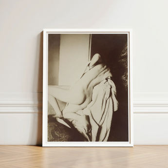 After the Bath - Edgar Degas Art Print / Canvas Black-and-white Framed Photograph Nude Figure Draped Fabric Encased, Body Curling,