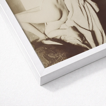 After the Bath - Edgar Degas Art Print / Canvas White Framed Black Photograph Nude Figure, Body Curling, Lamplight Rakes, Shoulder Blades,