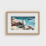 After the Hurricane - Winslow Homer Art Print / Canvas Watercolor Painting Light Wood Frame Man Beach Overturned, Homer’s Prints