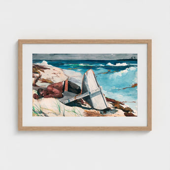 After the Hurricane - Winslow Homer Art Print / Canvas Watercolor Painting Light Wood Frame Man Beach Overturned, Homer’s Prints