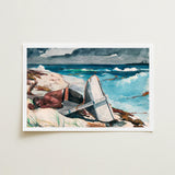 After the Hurricane - Winslow Homer Art Print / Canvas Watercolor Painting Man Beach White Boat Turbulent Ocean, Homer’s Prints