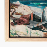 After the Hurricane - Winslow Homer Art Print / Canvas Framed Watercolor Painting Man Beach Driftwood Green Grass, Homer’s Prints