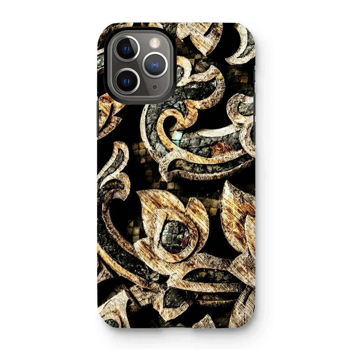 Against the Grain - Ancient Thai Woodwork Iphone Case, 11 Pro / Matte, Iphone Case Intricate Floral Pattern Design
