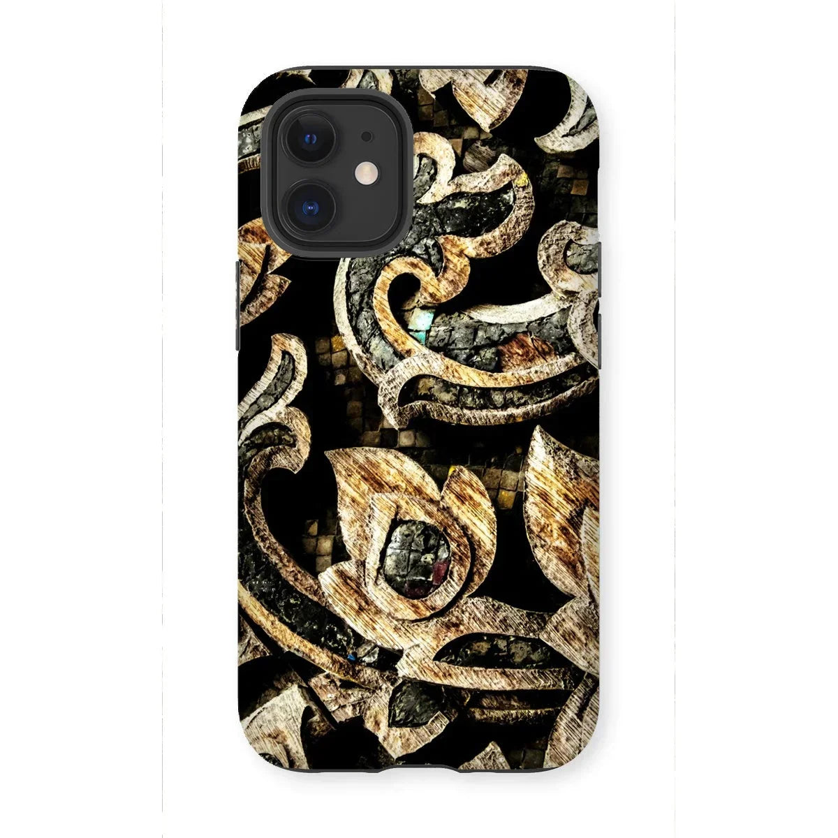 Against the Grain - Ancient Thai Woodwork Iphone Case, 12 Mini / Matte, Iphone Case Abstract Textured Design Patterns Earthy Tones