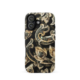 Against the Grain - Ancient Thai Woodwork Iphone Case 17 / Matte Gold Black Floral Iphone Case Textured Design Ancient Thai Woodwork,