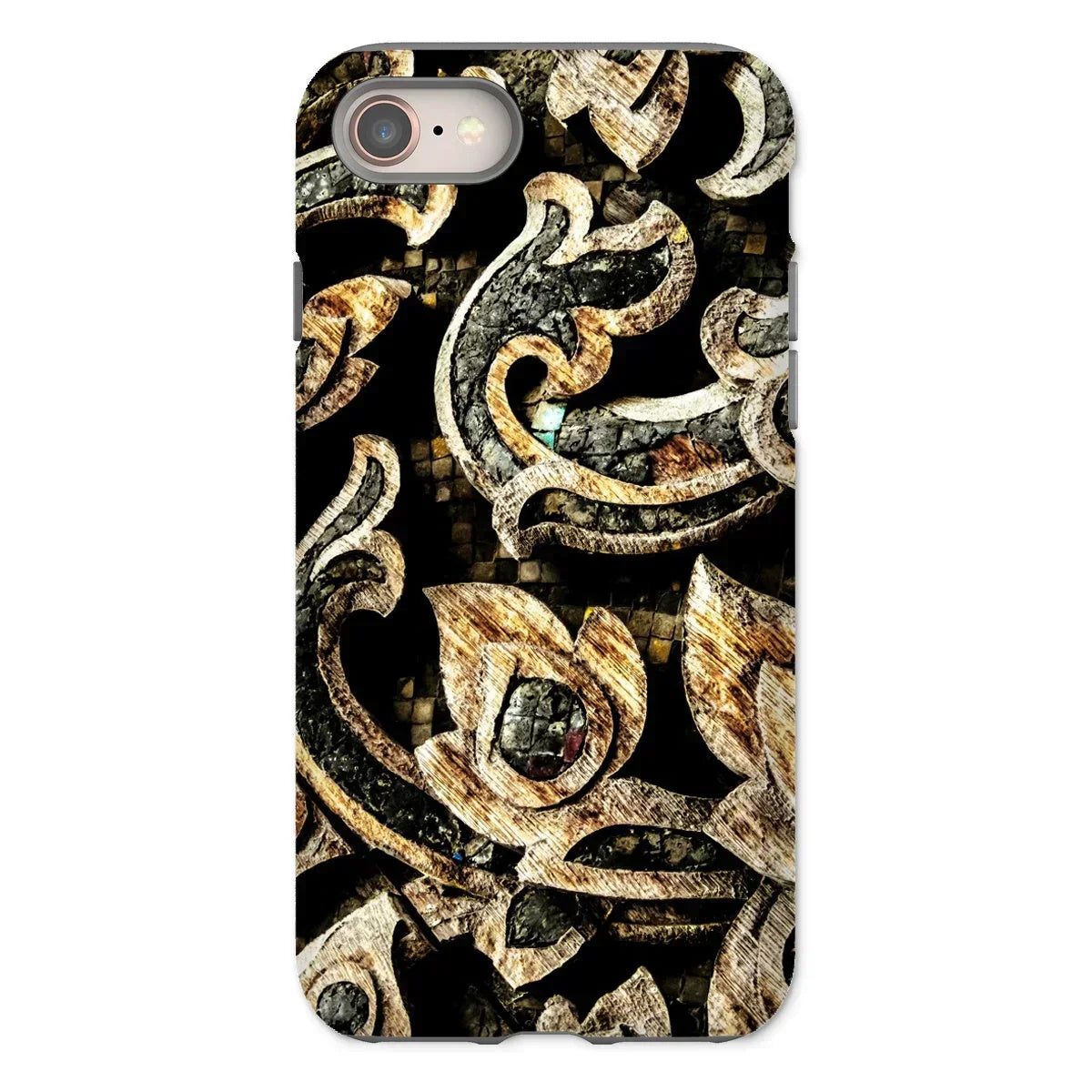 Against the Grain - Ancient Thai Woodwork Iphone Case, 8 / Matte, Phone Case Intricate Wooden Carving Design Patterns Floral