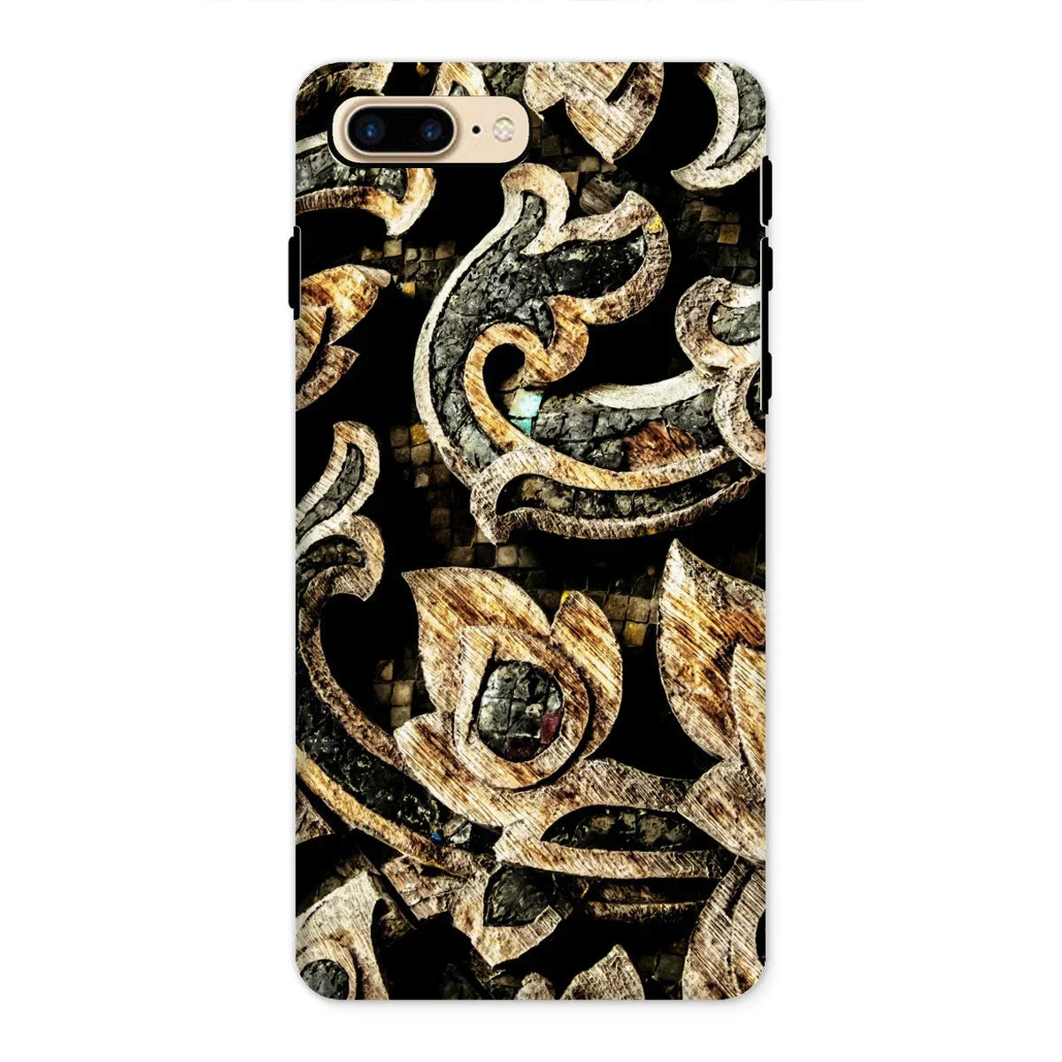 Against the Grain - Ancient Thai Woodwork Iphone Case, 8 Plus / Matte, Ornate Phone Case Intricate Floral Pattern Design Gold