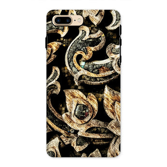 Against the Grain - Ancient Thai Woodwork Iphone Case 8 Plus / Matte Ornate Phone Case Intricate Floral Pattern Design Gold Ancient Thai