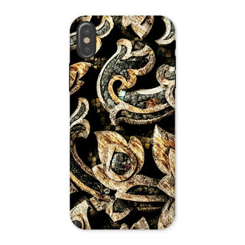Against the Grain - Ancient Thai Woodwork Iphone Case x / Matte Phone Case Intricate Floral Vine-like Pattern Gold Dark Ancient Thai