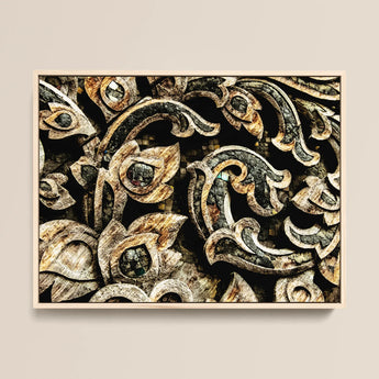 Against the Grain - Thai Woodwork Art Print / Canvas, Ancient Thai Woodwork, Thai Woodcarving, Weathered Surface