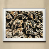 Against the Grain - Thai Woodwork Art Print, Ornate Carved Wooden Scrollwork Floral Motifs