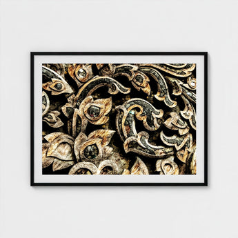 Against the Grain - Thai Woodwork Art Print / Canvas Ancient, Woodcarving, Weathered Surface Prints