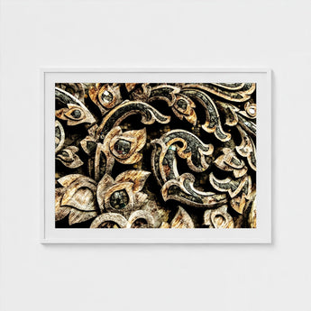 Against the Grain - Thai Woodwork Art Print / Canvas Ancient, Woodcarving, Weathered Surface Prints