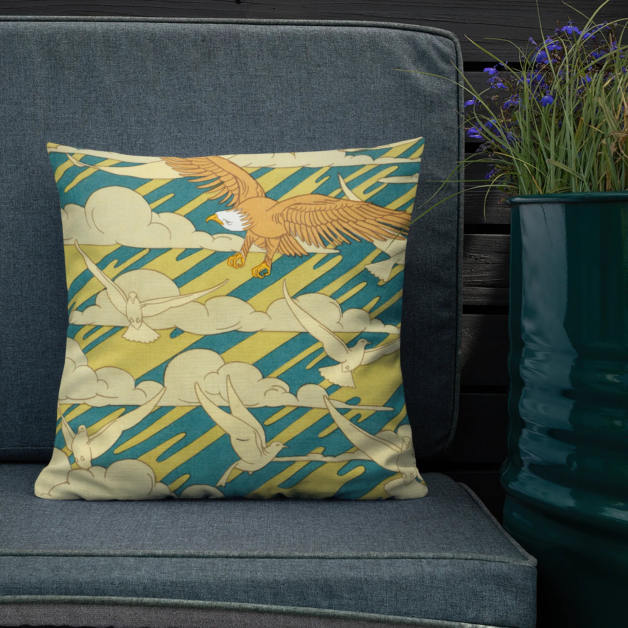 Aigles Et Pigeons - Maurice Pillard Verneuil Cushion - Decorative Throw Pillow - Throw Pillows - Aesthetic Art